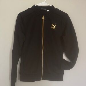 Puma Black Jacket with Gold Zip and Logo